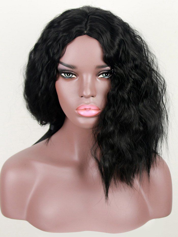 

Medium Center Parting Corn Hot Wavy Synthetic Wig, Natural black