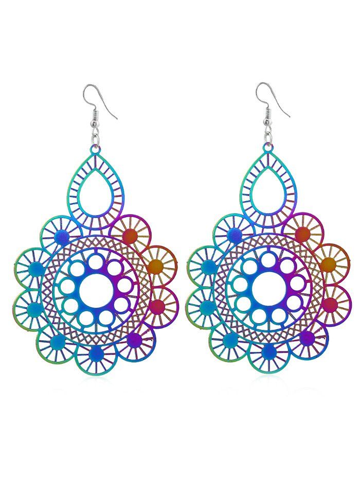 

Bohemian Style Hollow Out Floral Hook Earrings, Multi