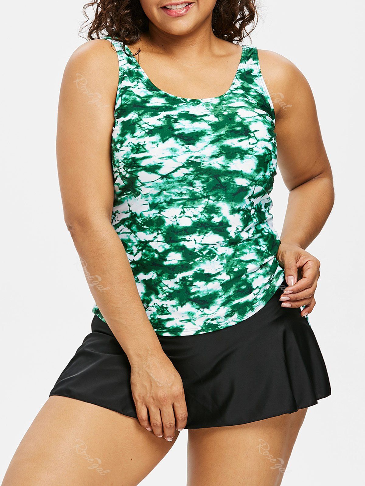 

Plus Size Tie Dye Skirtini Set, Green