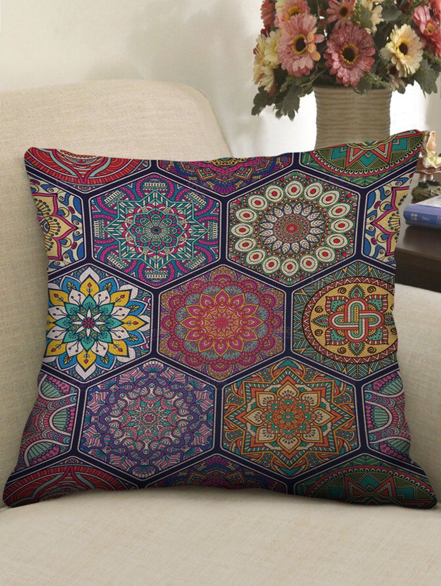 

Mandala Patch Print Decorative Linen Sofa Pillowcase, Multi
