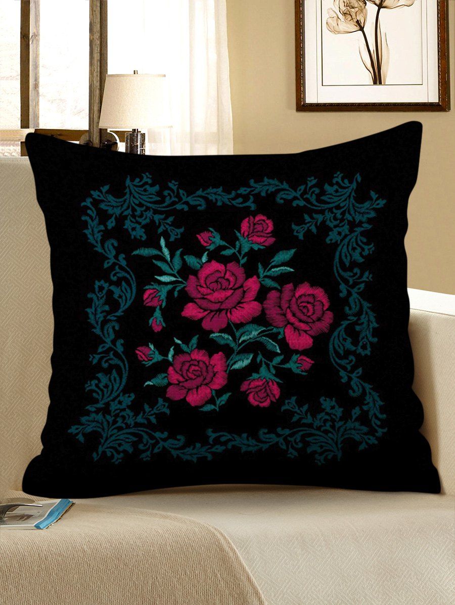 

Vintage Flowers Print Decorative Linen Sofa Pillowcase, Multi