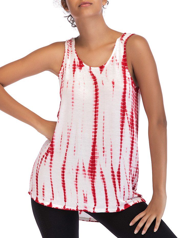 

Ombre Print Casual Sleeveless Top, Red wine