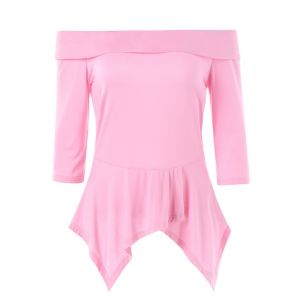 

Off The Shoulder Handkerchief T-shirt, Light pink