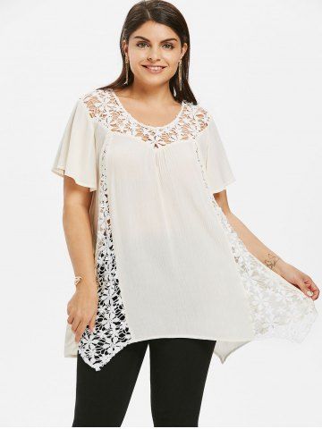 T-shirt Plus Size Swing Lace Cutwork