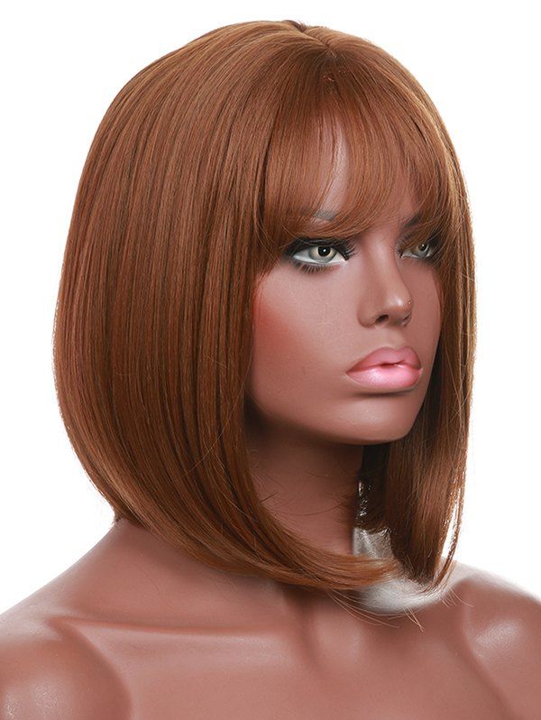 

Short Full Bang Straight Bob Synthetic Wig, Brown