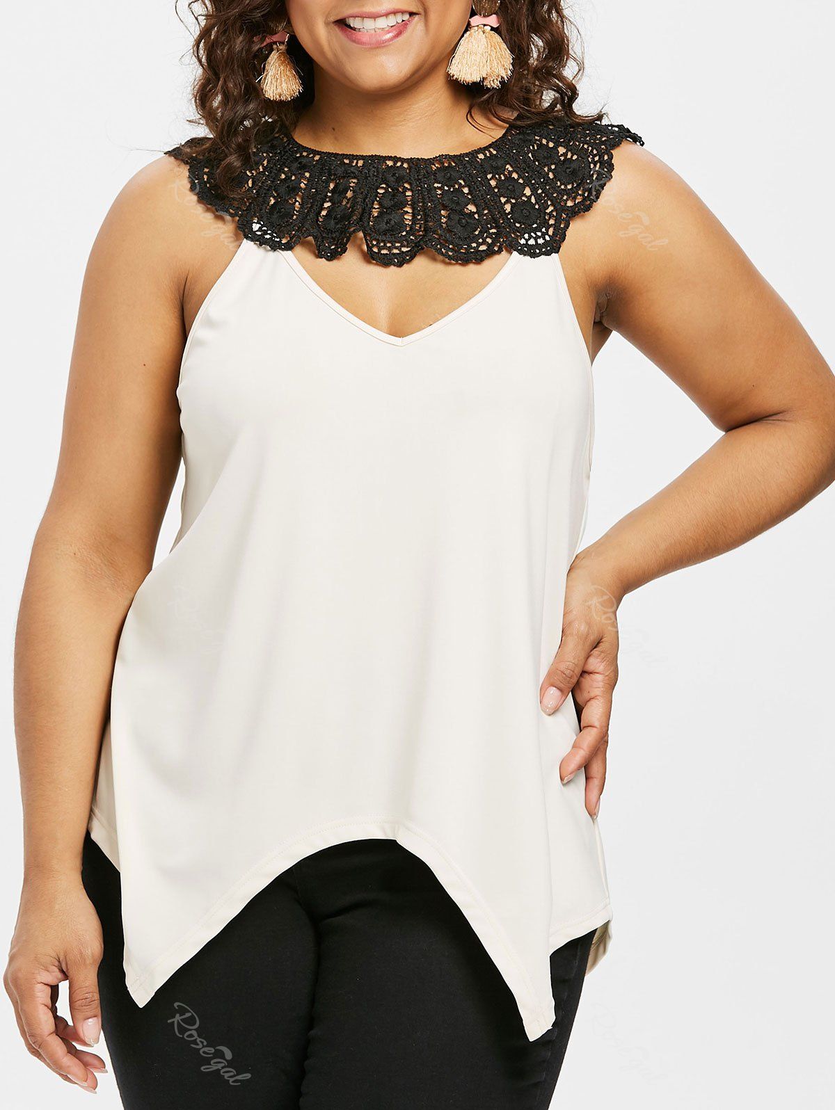 

Plus Size Crochet Lace Keyhole Blouse, Cornsilk