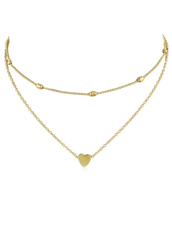 

Heart Shape Design Layered Necklace, Gold