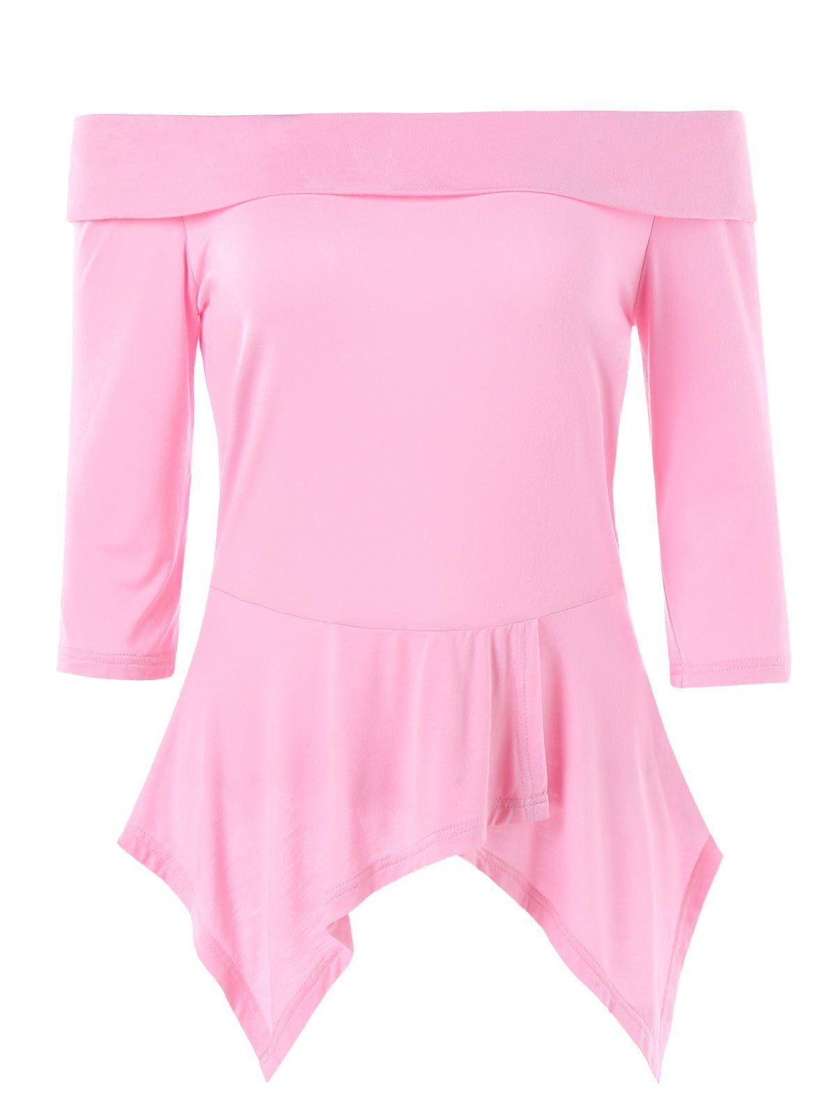 

Off The Shoulder Handkerchief T-shirt, Light pink