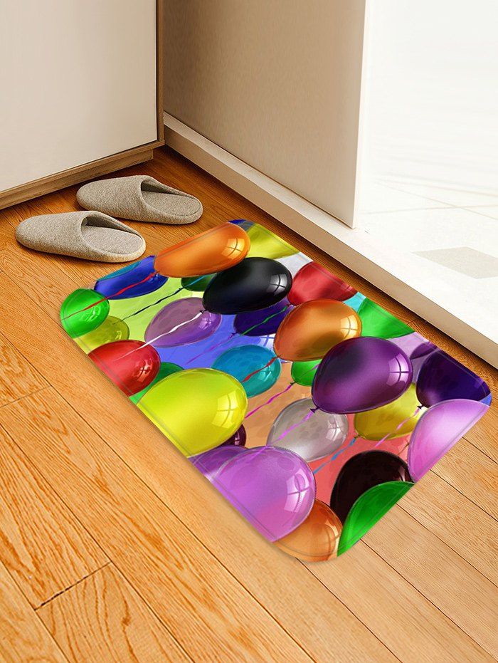 

Colorful Balloons Printed Skidproof Floor Mat, Multi