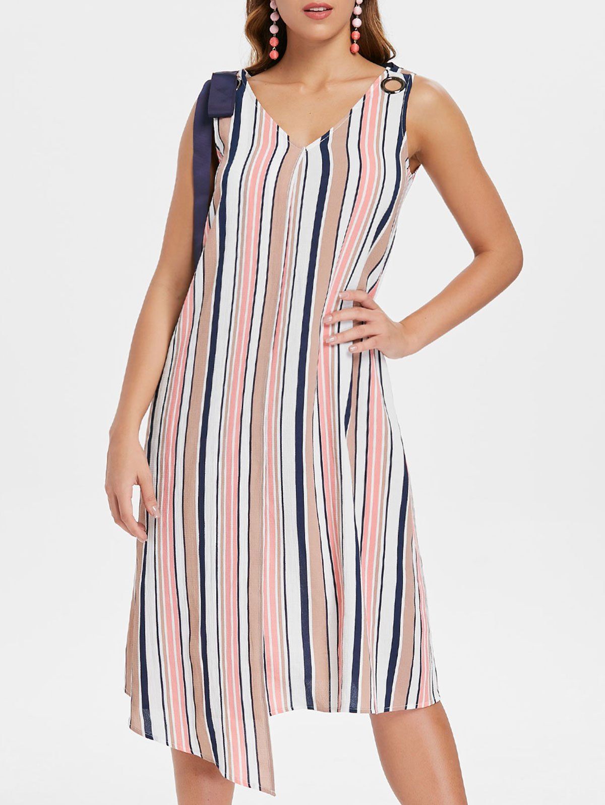 

Self Tie Striped Mini Dress, Multi