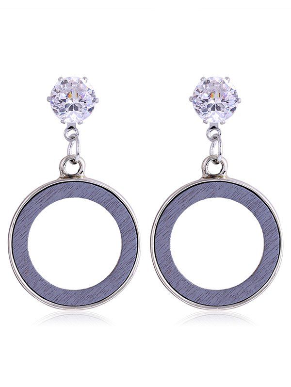 

Rhinestone Inlay Wooden Round Dangle Drop Earrings, Gray