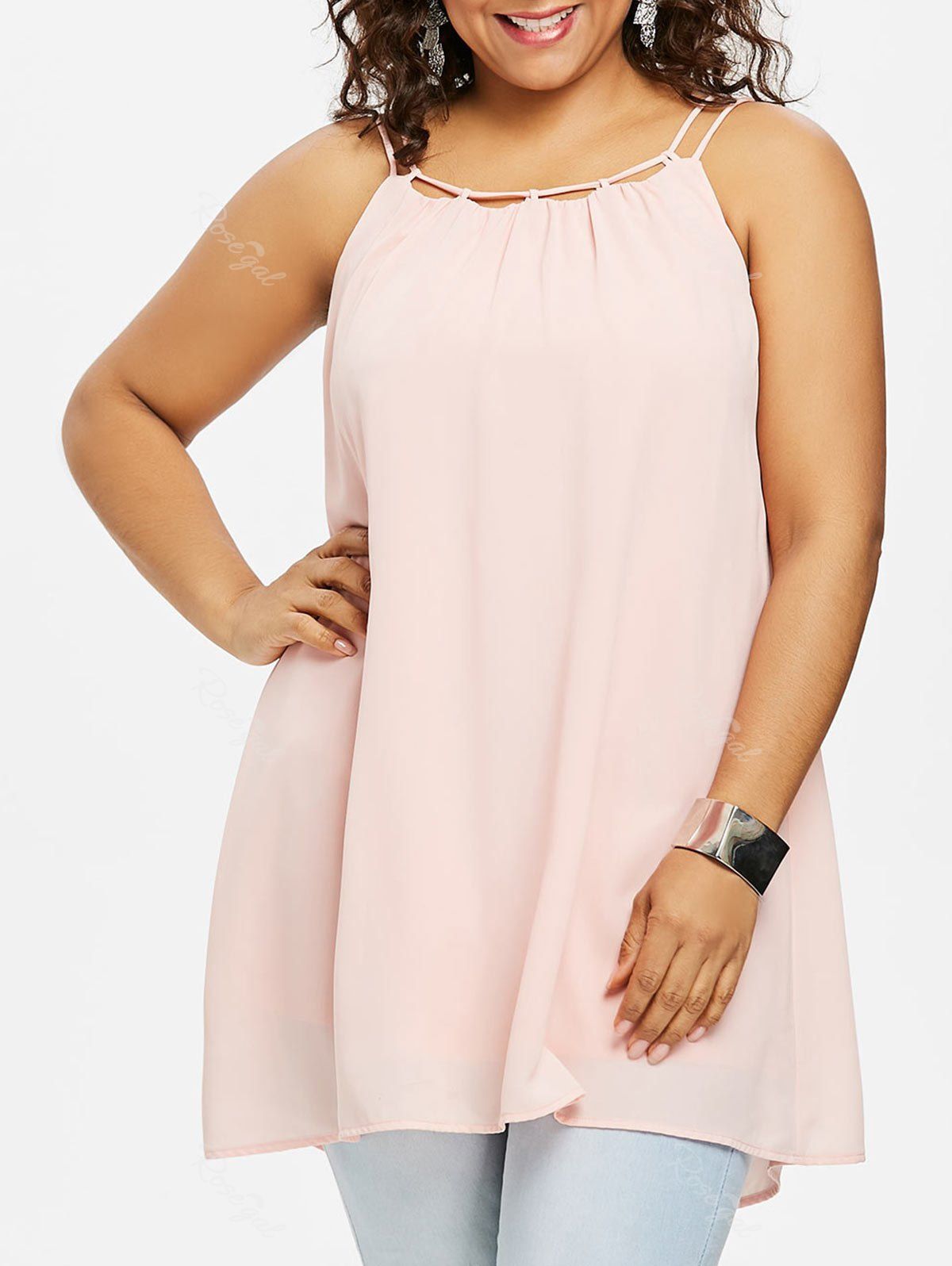 

Plus Size Flowy Strappy Tank Top, Light pink
