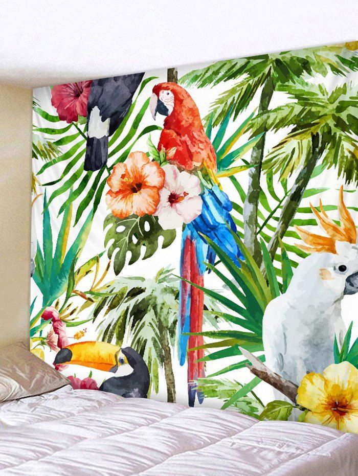 

Rainforest Parrot Toucan Print Wall Hanging Tapestry, Multi