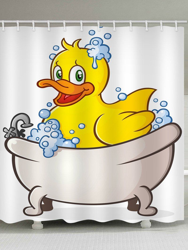 

Bath Duck Printed Waterproof Bathroom Curtain, Bright yellow
