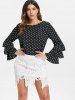 Bell Sleeve Dotted Blouse -  