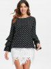 Bell Sleeve Dotted Blouse -  