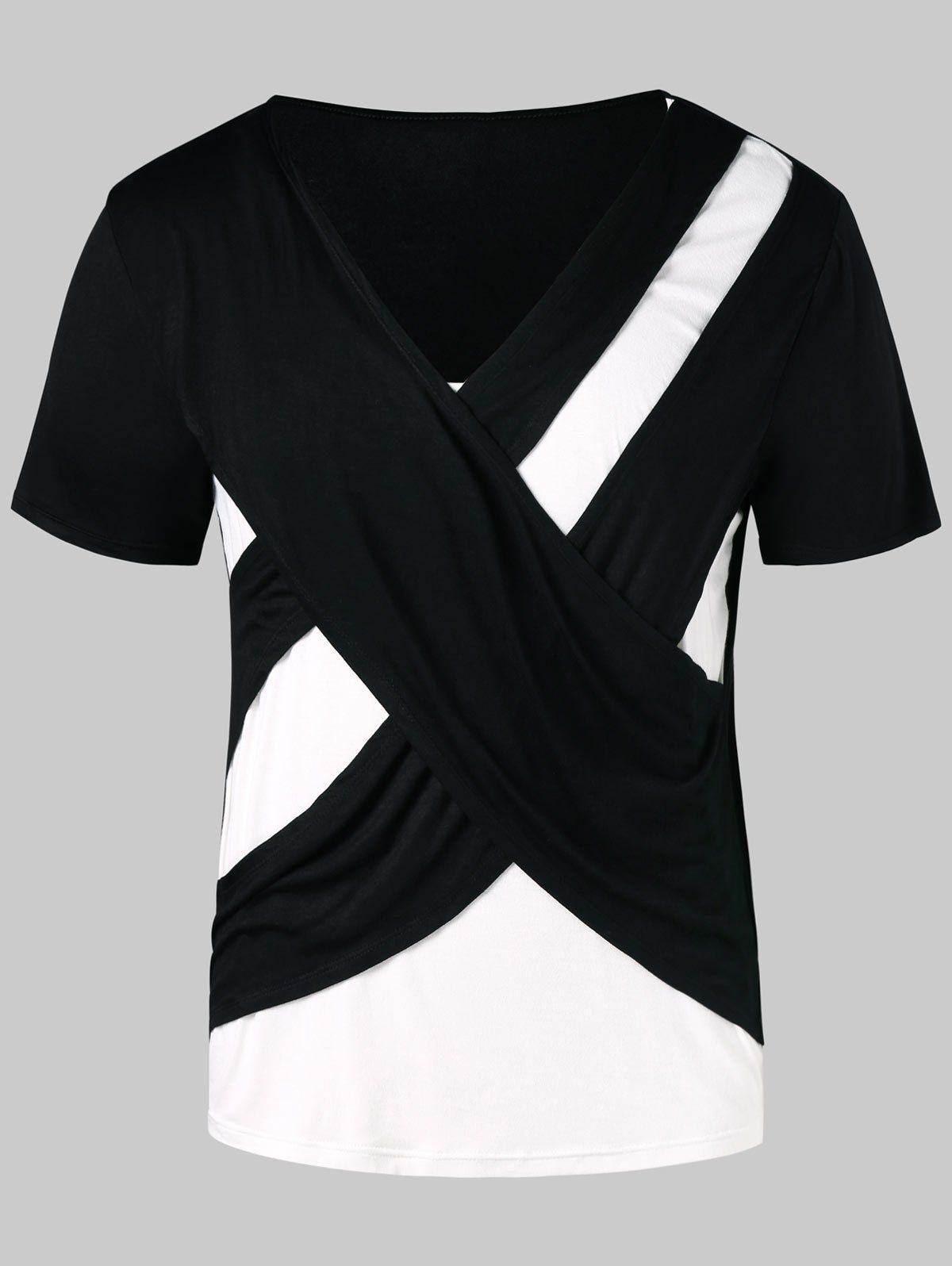 

Short Sleeve Contrast Color Cross T-shirt, Black