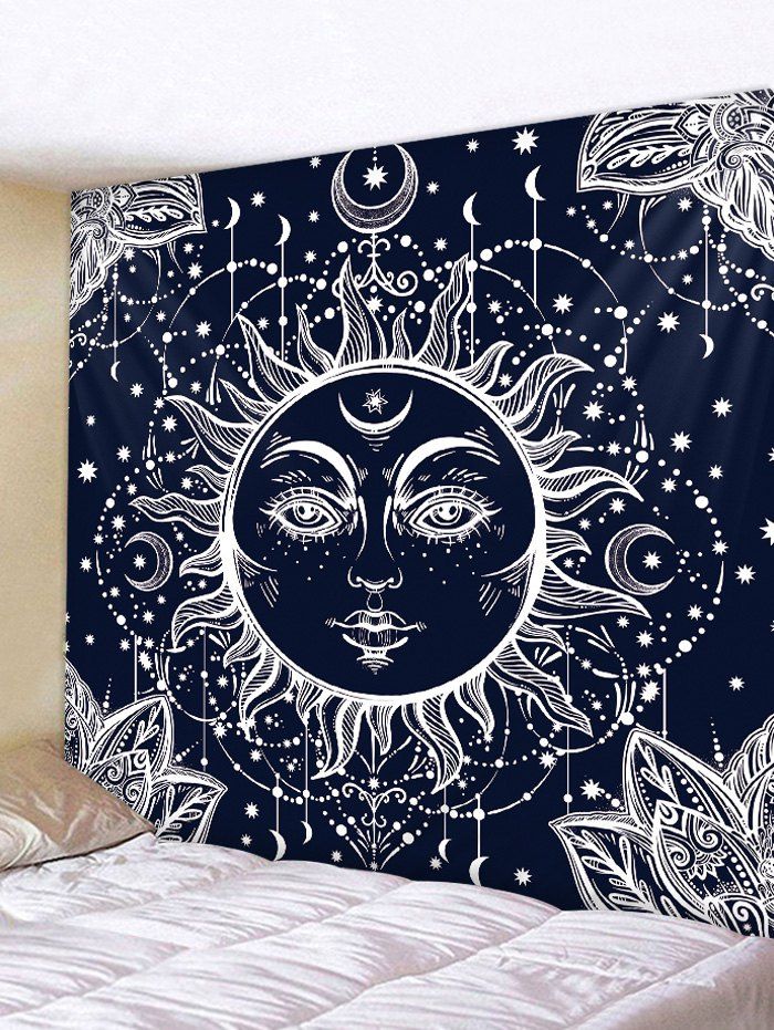 

Sun Moon Pattern Tapestry Wall Hanging Decor, Black