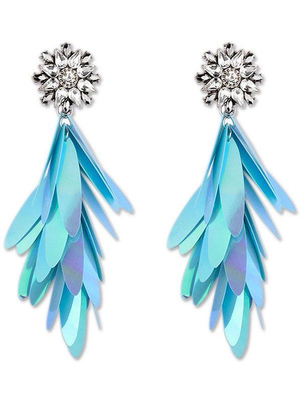 

Long Paillettes Designed Dangle Earrings, Blue