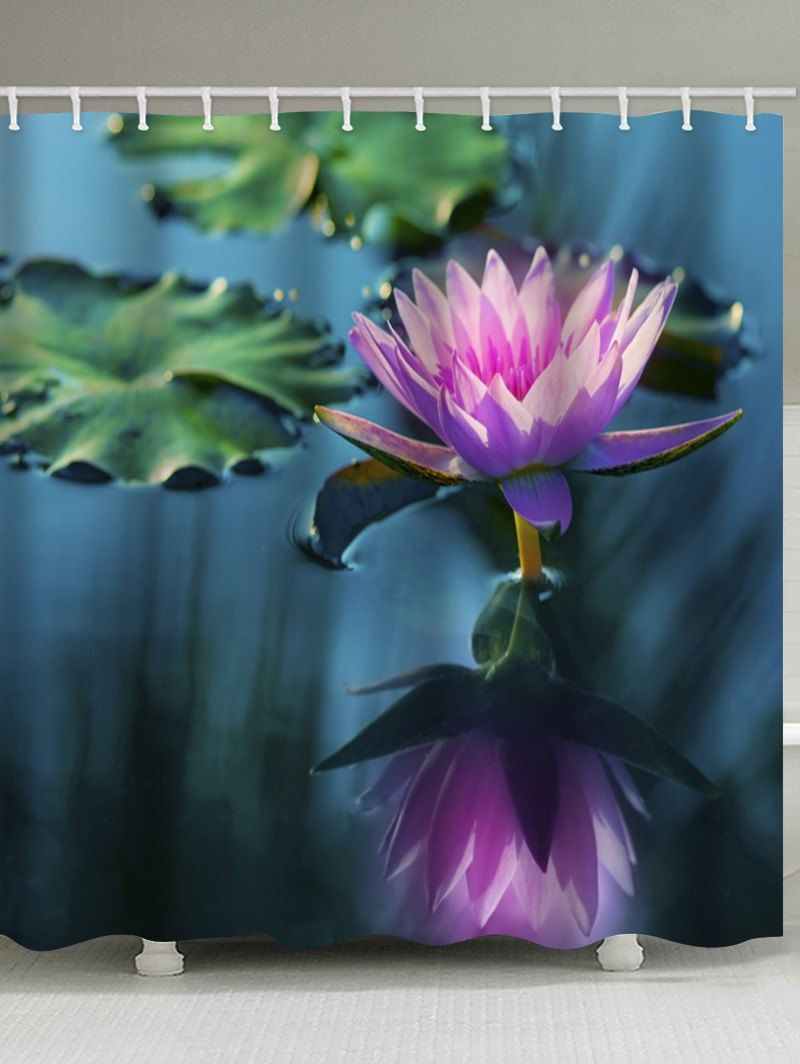 

Beautiful Water Lily Print Waterproof Shower Curtain, Medium forest green