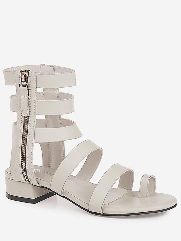 

Strappy Low Heel Leisure Gladiator Thong Sandals, White