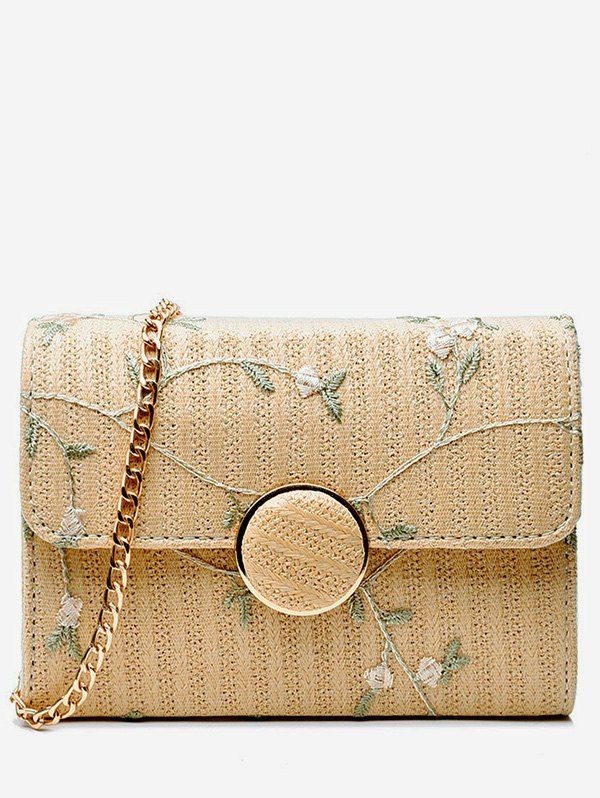 

Casual Vacation Flower Straw Crossbody Bag, Light khaki