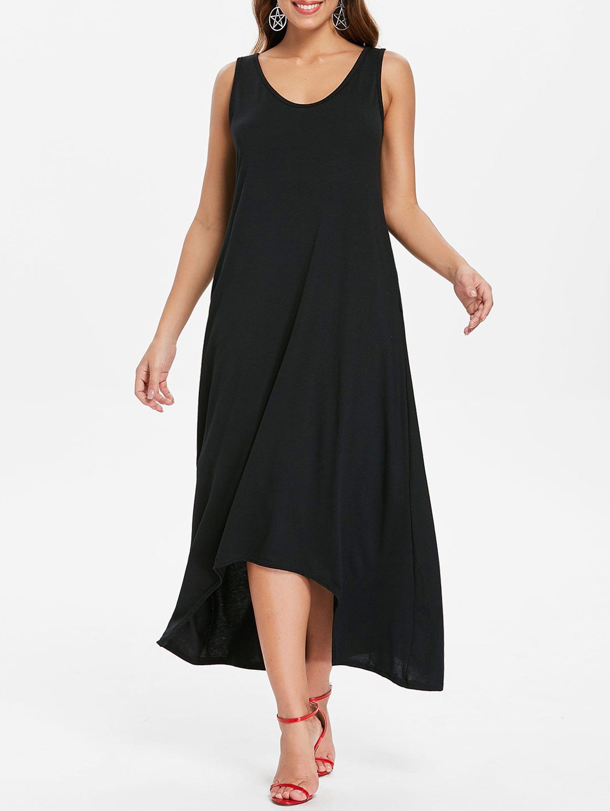 [66% OFF] Sleeveless Front Pockets Maxi Dress | Rosegal