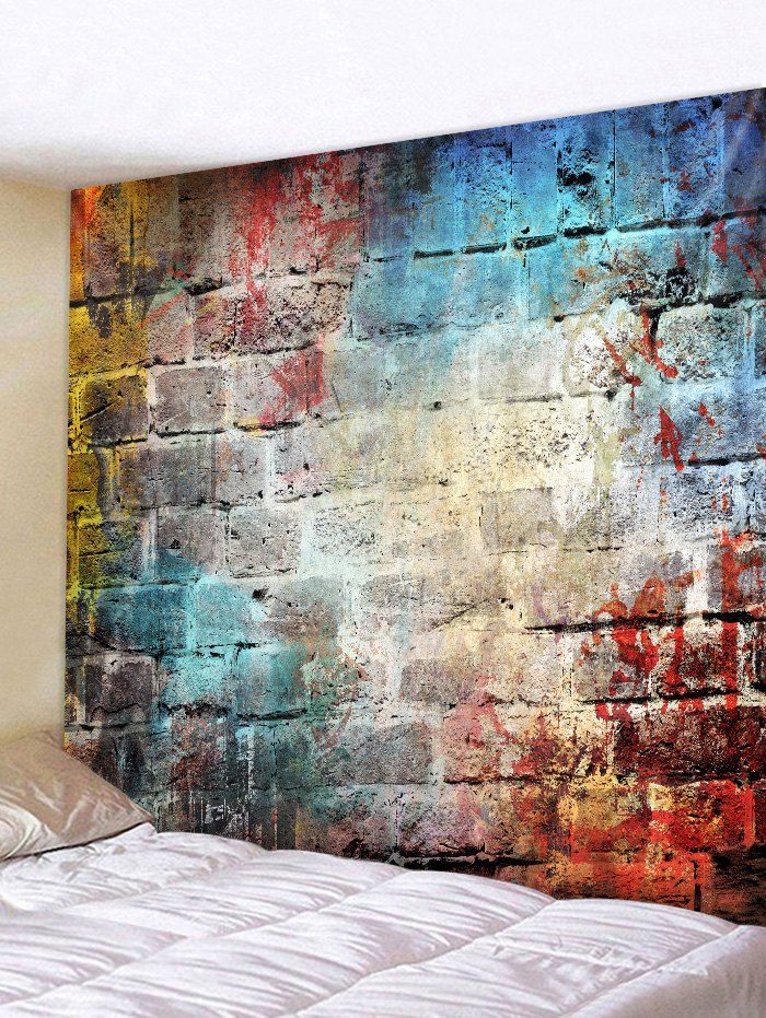 

Graffiti Brick Wall Pattern Tapestry Hanging Decor, Multi