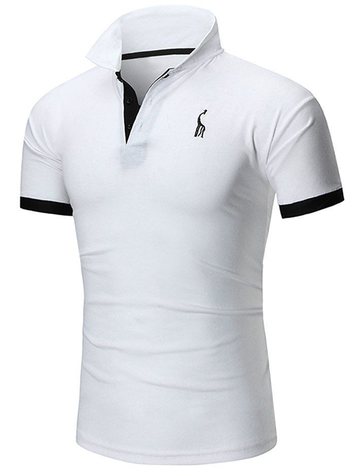 

Slim Fit Embroidery Giraffe Polo T-shirt, White