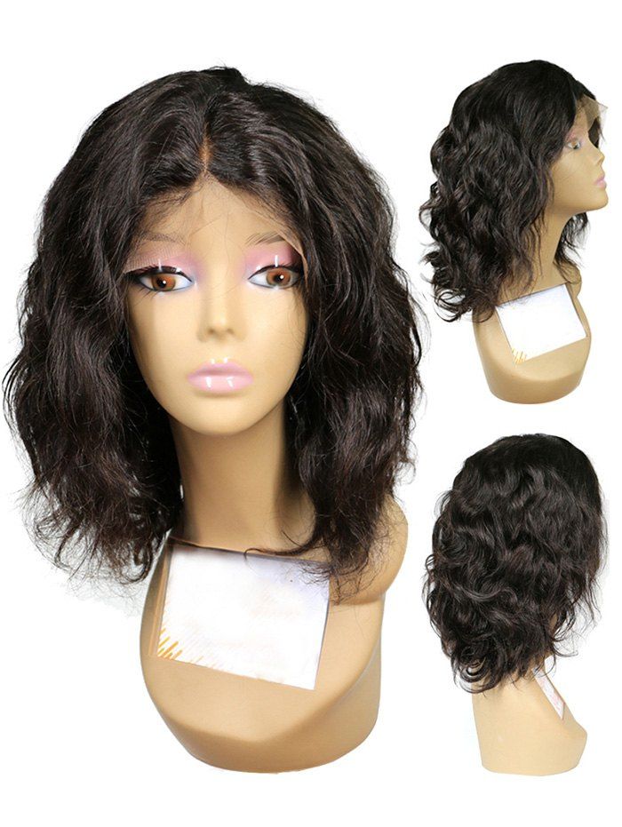 

Short Middle Part Wavy Synthetic Lace Front Wig, Natural black