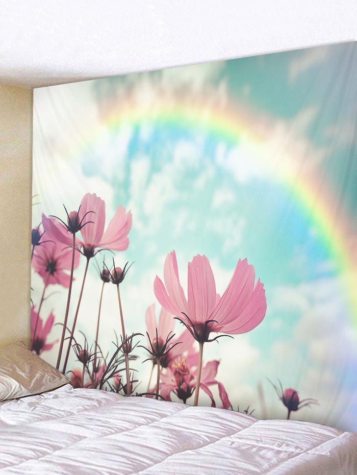 

Rainbow Flower Pattern Tapestry Wall Hanging Decor, Pink