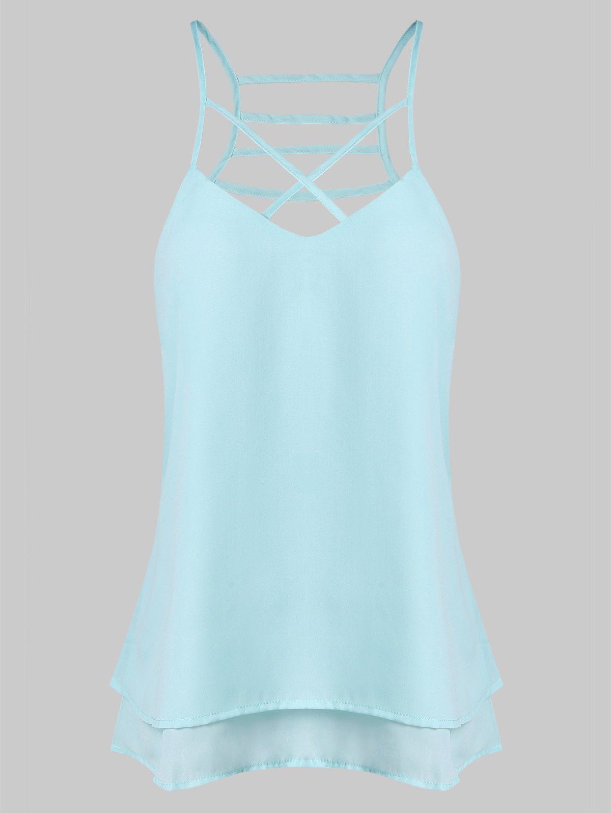 

Criss Cross Layered Cami Top, Blue lagoon