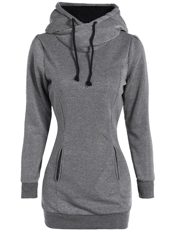 [44% OFF] Slim Pockets Design Pullover Neck Hoodie | Rosegal