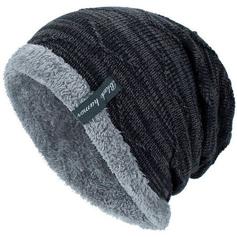 

Velvet Lining Knitted Beanie, Black