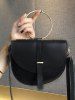Flapped Faux Leather Ring Buckled Crossbody Bag -  