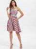 Striped A Line Vintage Dress with Belt -  