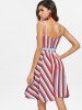 Striped A Line Vintage Dress with Belt -  
