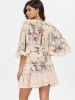 Butterfly Sleeve Mini Floral Chiffon Dress -  