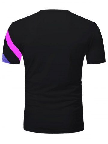 

Two Tone Paint Print Short Sleeve T-shirt, Black