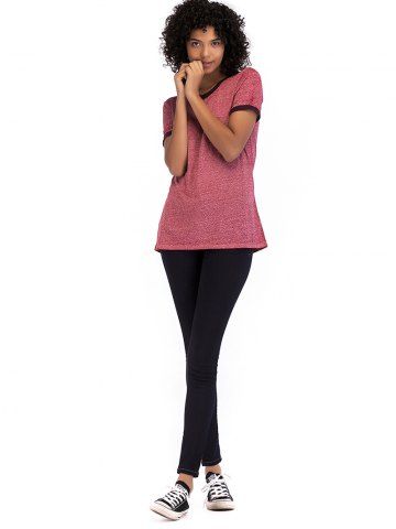 

Round Neck Short Sleeve Basic Top, Blush red