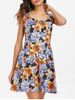 Floral Pattern Round Neck Fit and Flare Dress -  