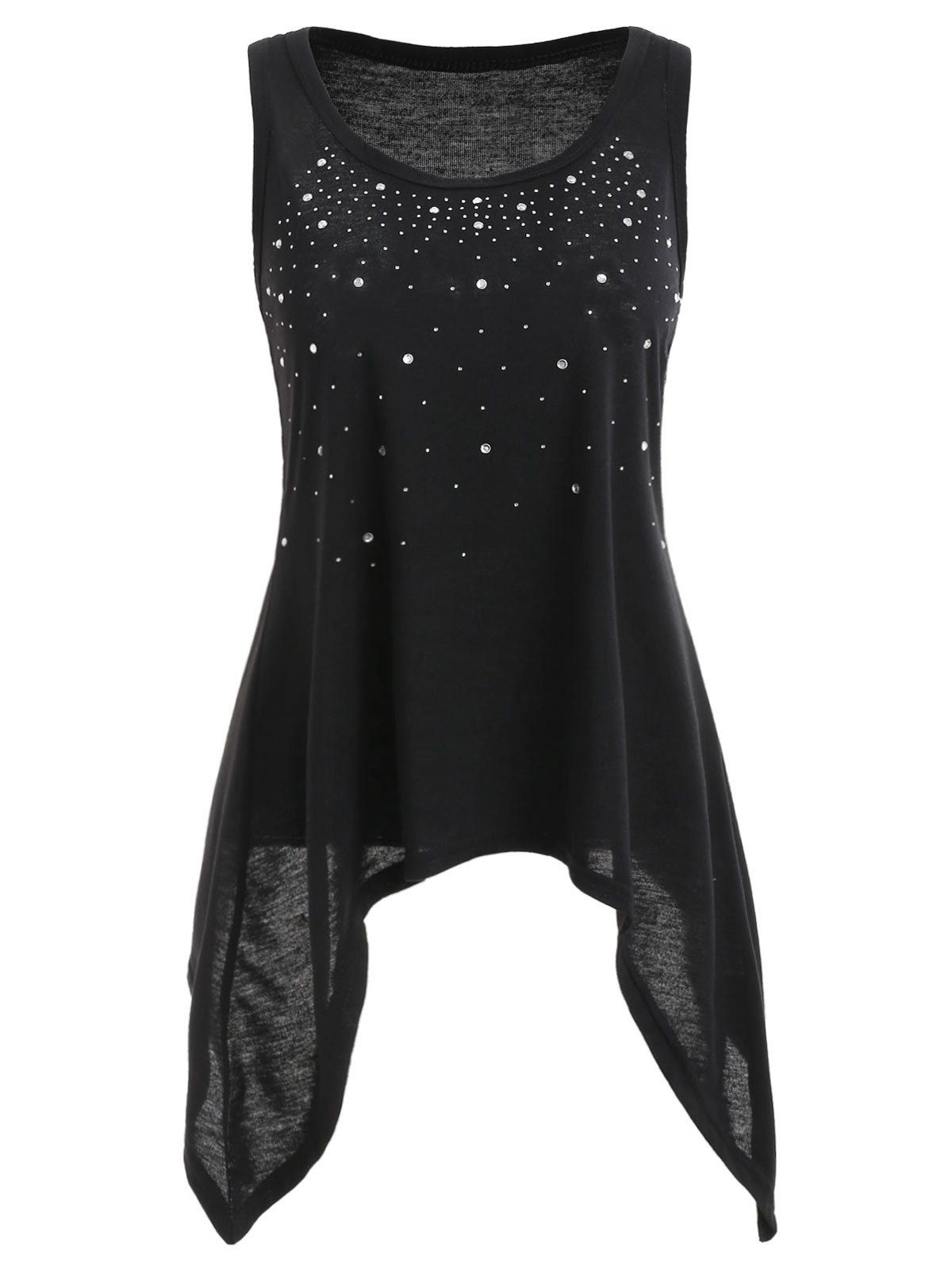 

Racerback Rhinestone Insert Tank Top, Black