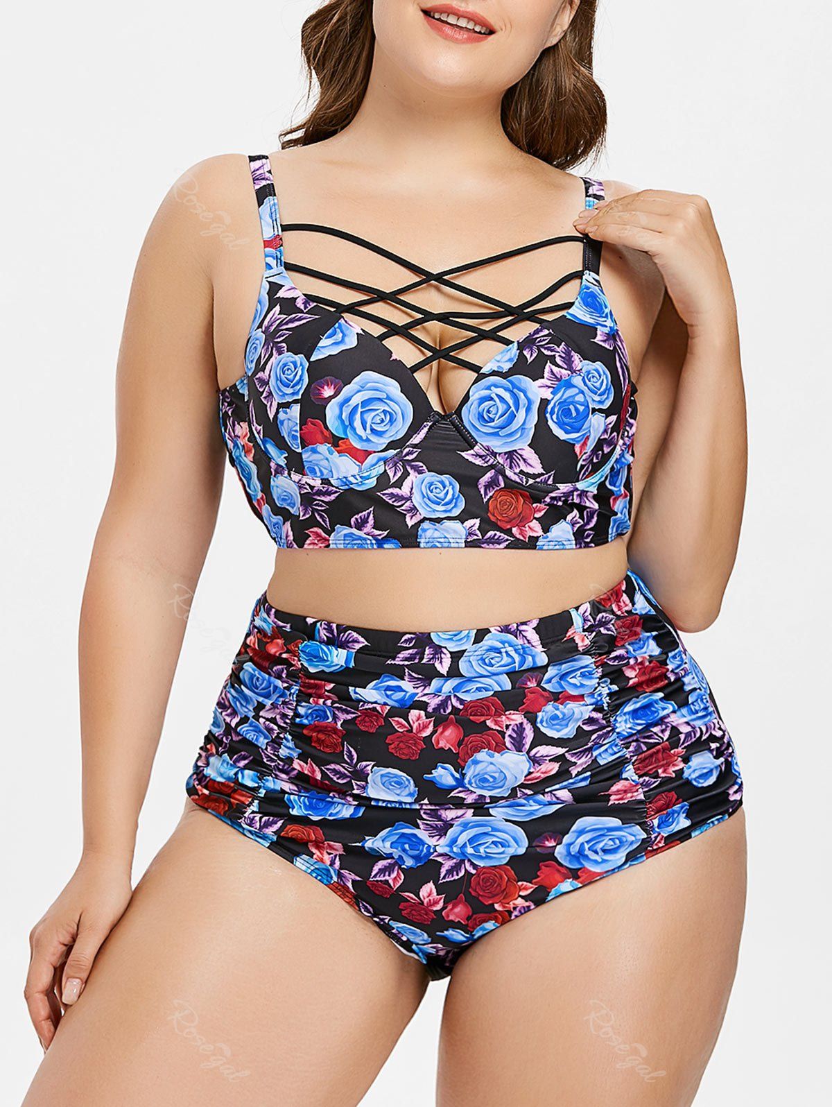 

Padded Plus Size Floral Bikini Set, Multi