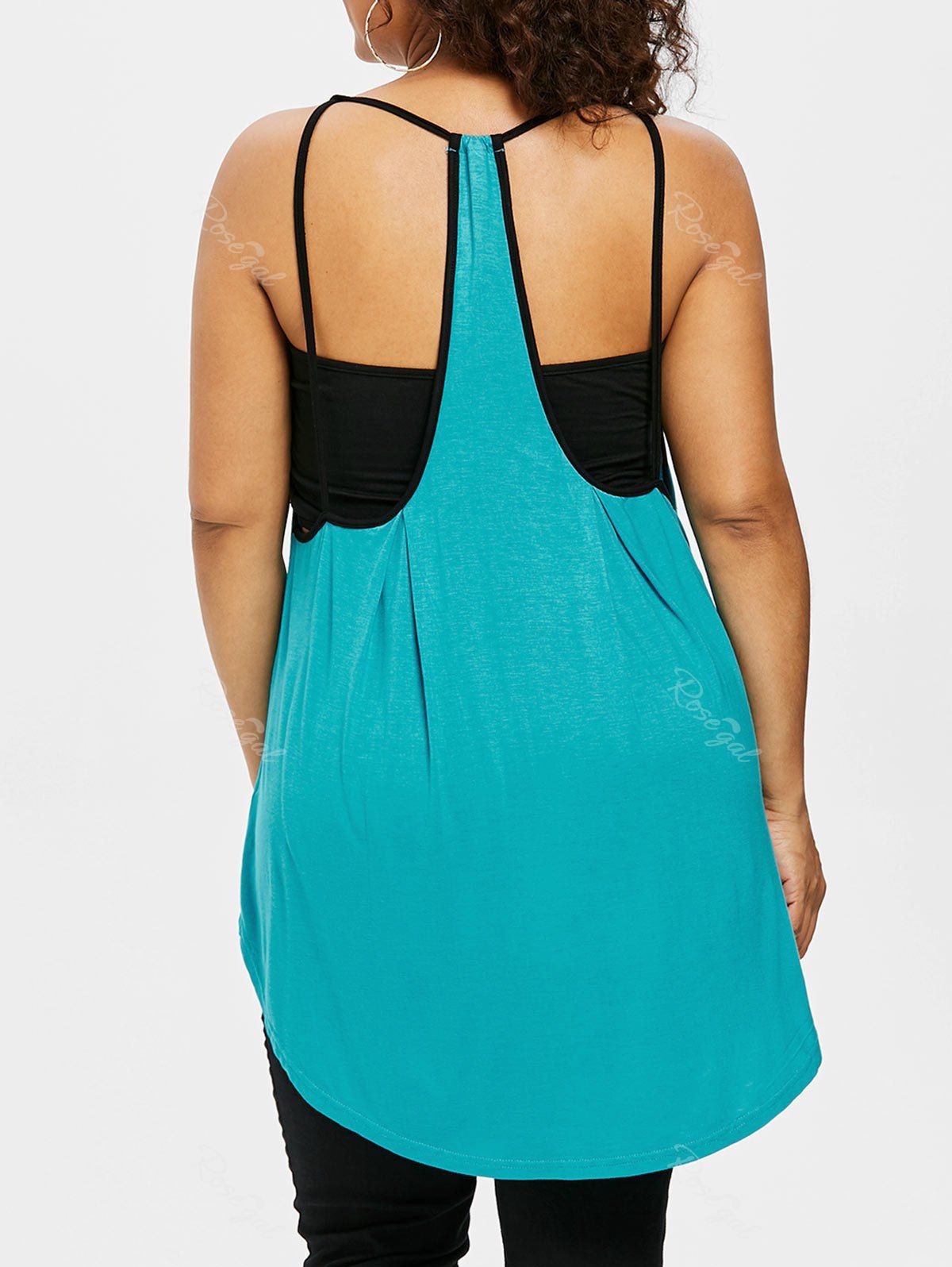 

Rosegal Plus Size Shirred Tube Top With Tunic Tank Top, Macaw blue green