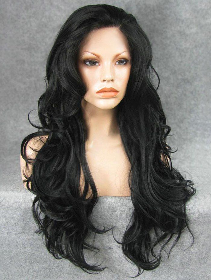 

Long Side Parting Wavy Heat Resistant Synthetic Wig, Black