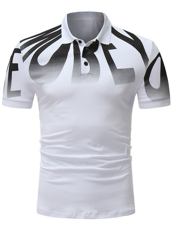 

Top Letter Print Short Sleeve Polo Shirt, White