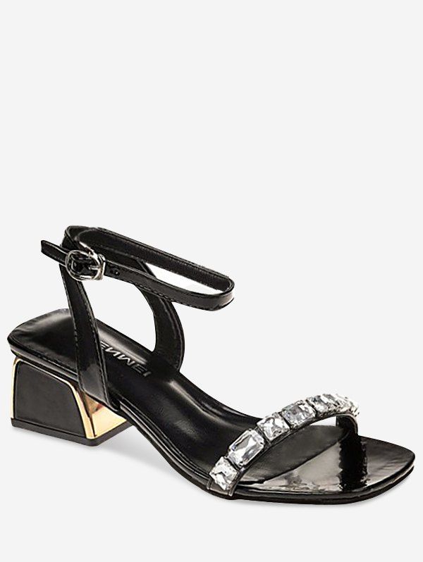 

Sparkling Rhinestone Chunky Heel Chic Sandals, Black