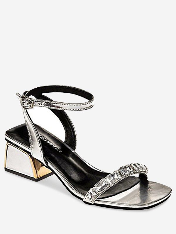 low heel rhinestone sandals