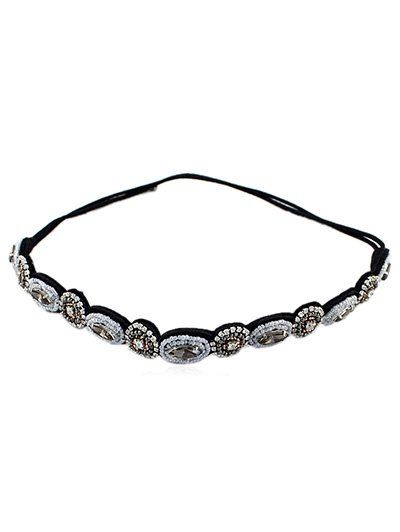 

Beads Decoration Circle Rhinestone Hair Band, Black