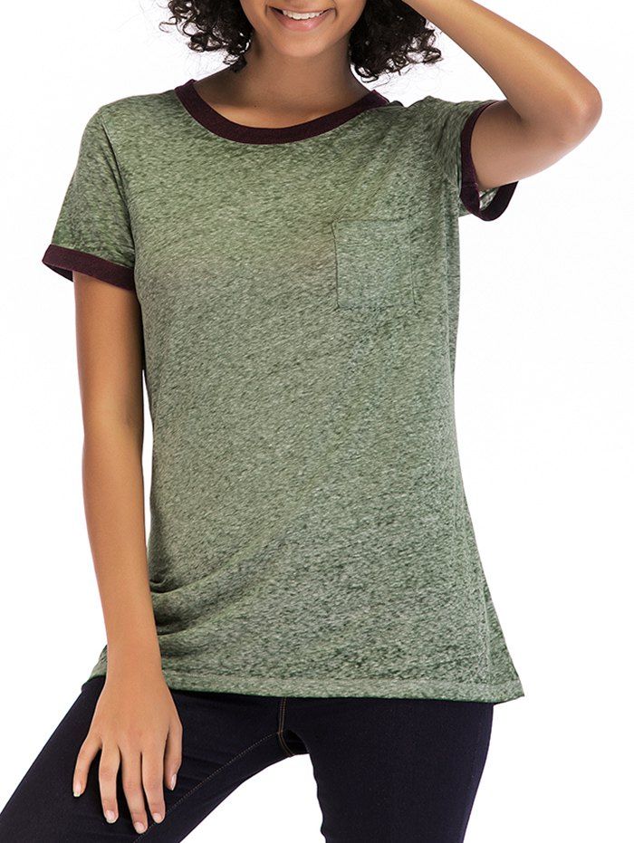 

Round Neck Short Sleeve Basic Top, Hazel green